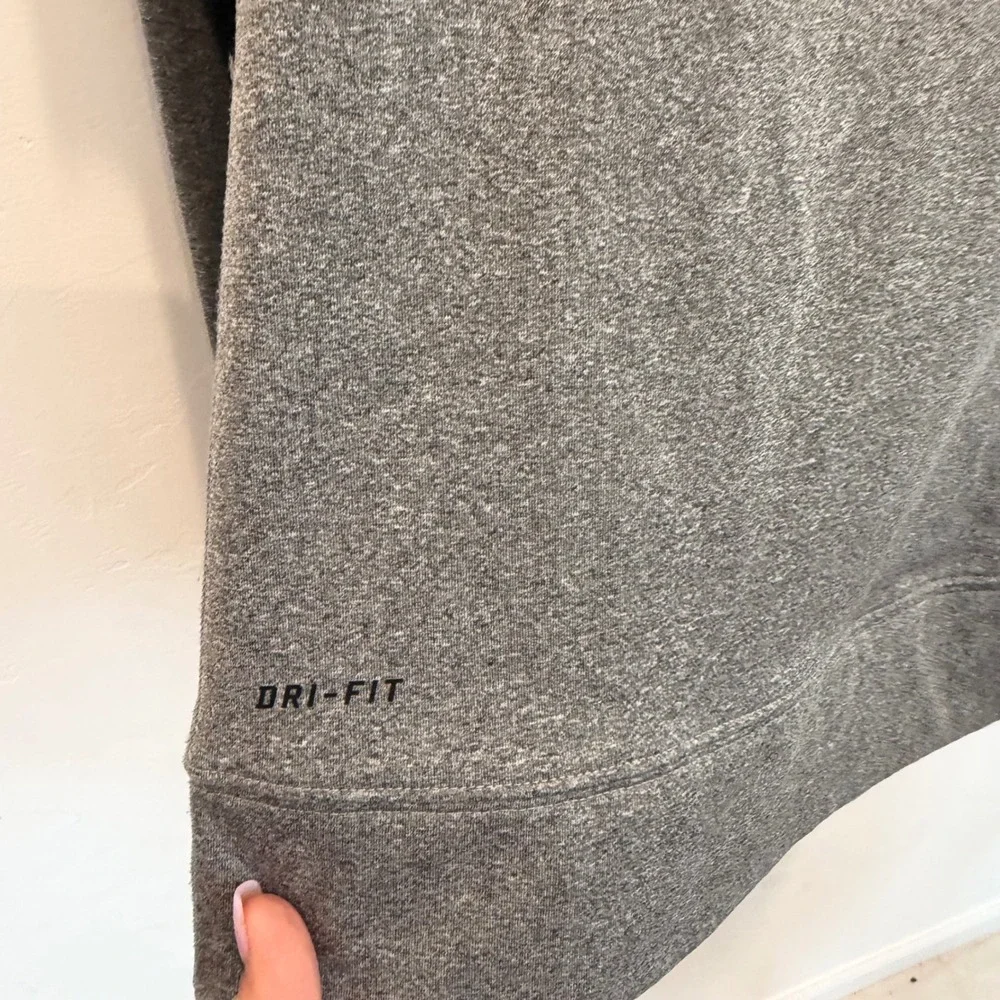 Nike Pro Dri-FIT Womens Gray Funnel Neck Long Sleeve Training Top Thumbholes S